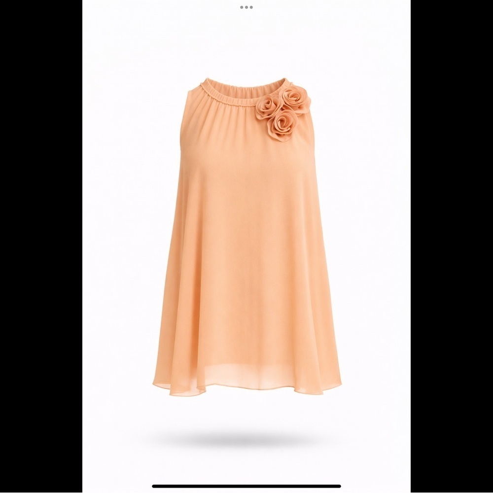 Twelve by Twelve Los Angeles Blush Chiffon Floral Appliqué Blouse Size S - Picture 2 of 16